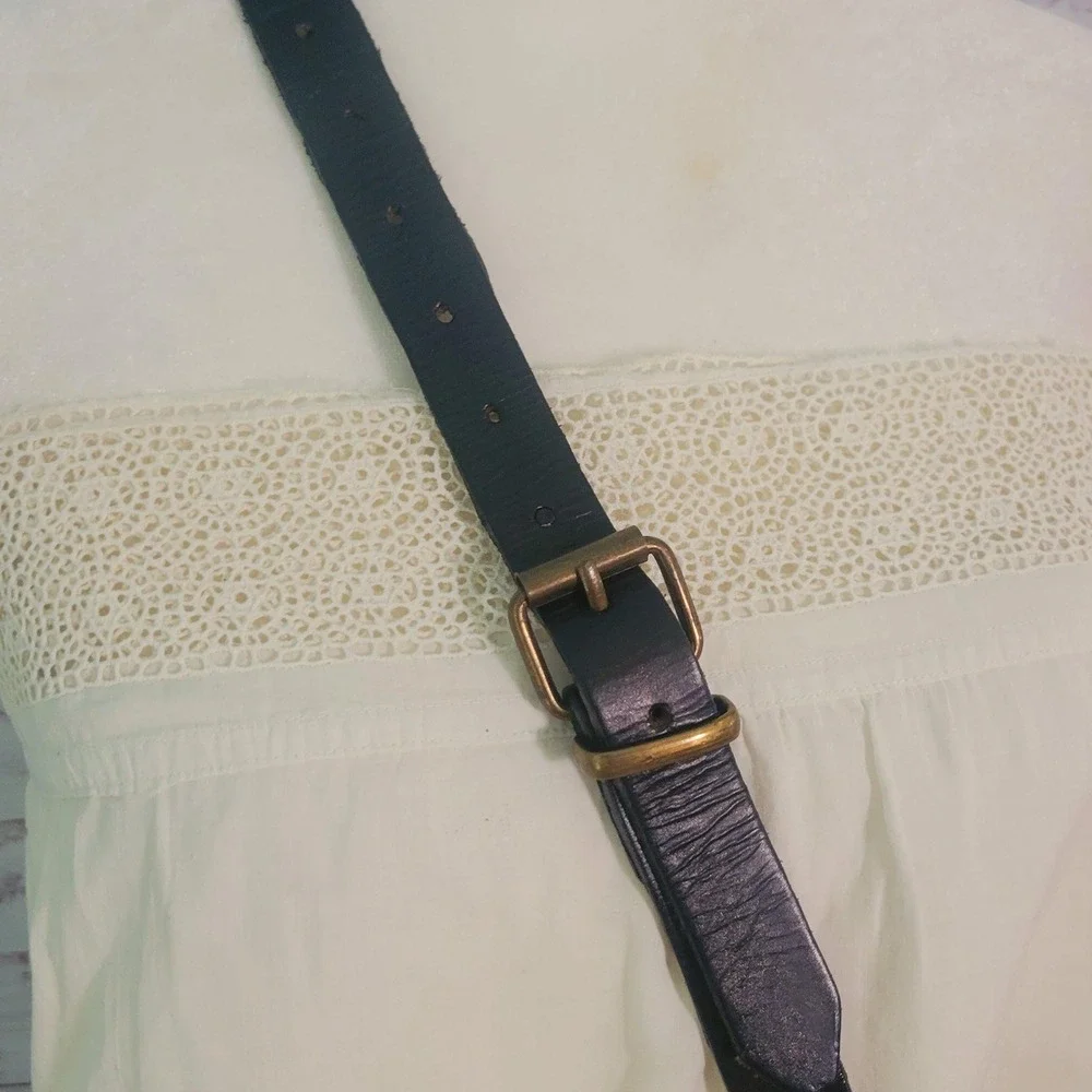 VTG Kouros Handmade Black Leather Crossbody Bag Genuine Greek Cowhide Leather